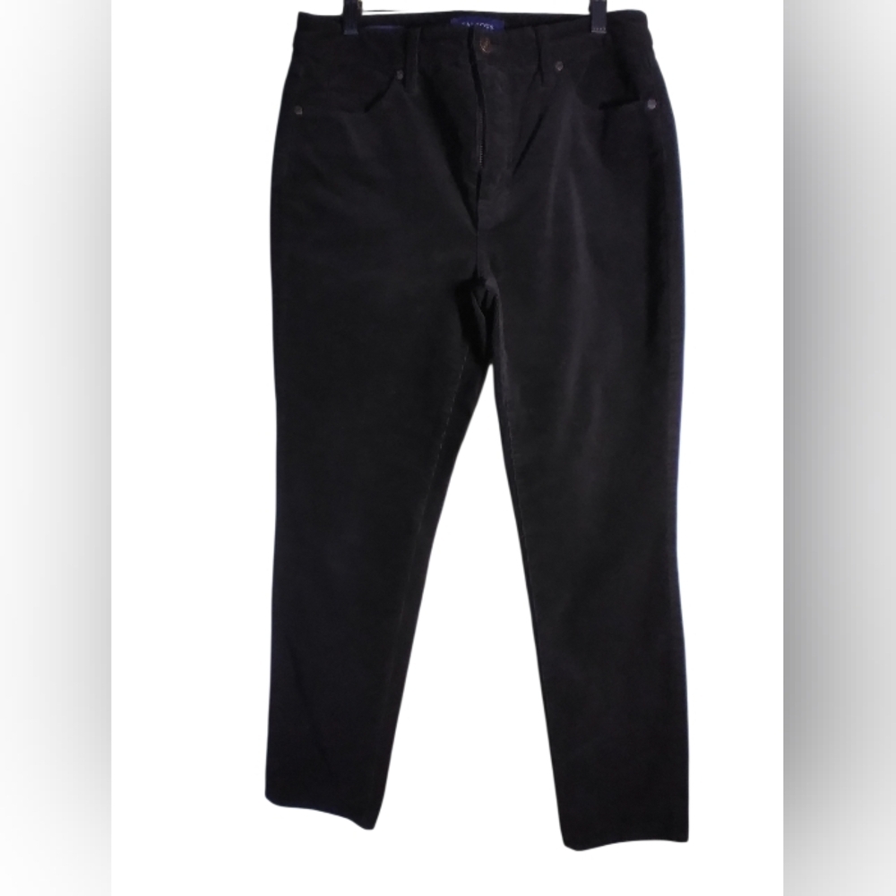 Talbots Womens Black High Waist Straight Leg Corduroy Pants Size 6P Casual